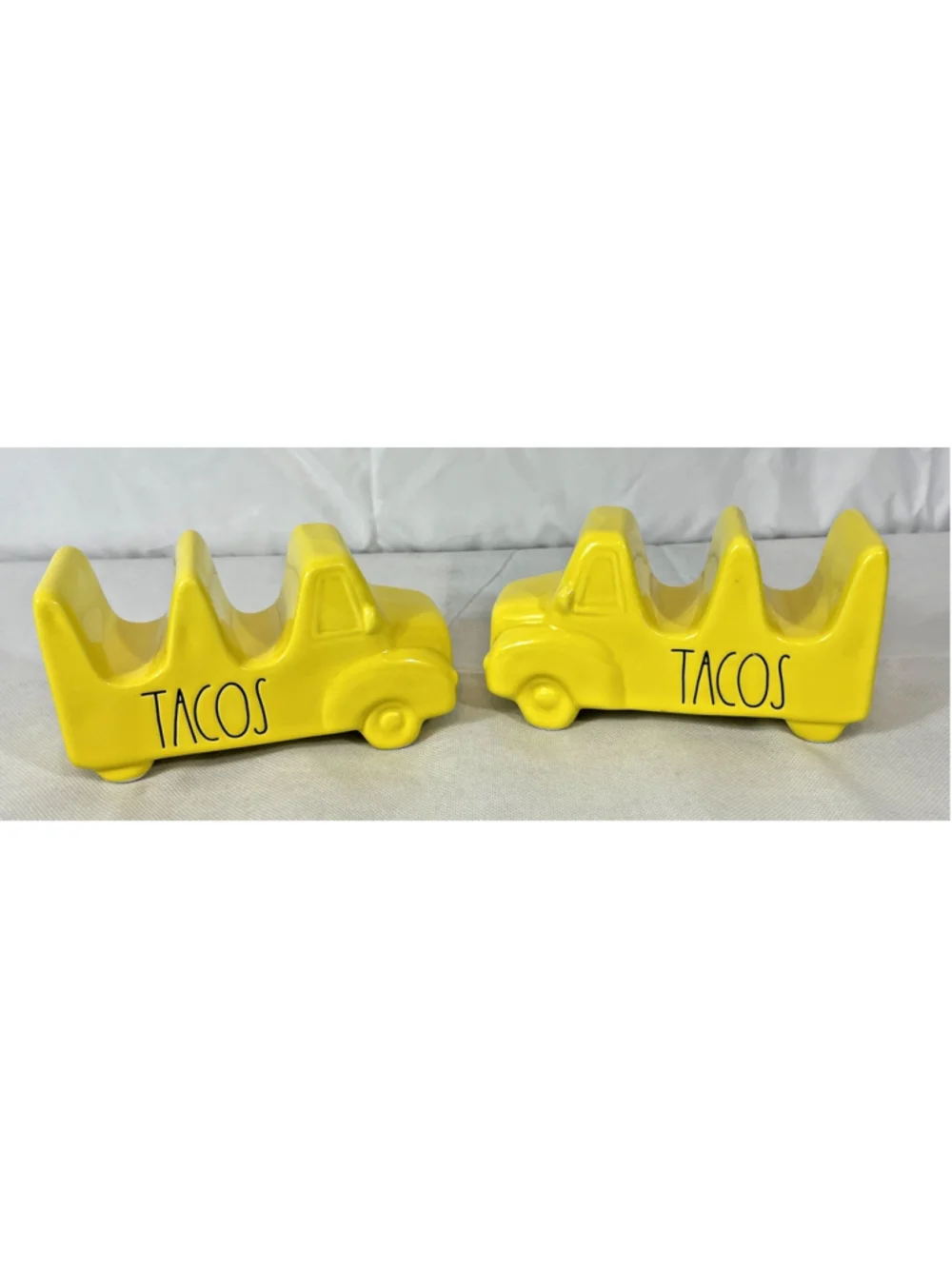 Rae Dunn Yellow Ceramic Taco Truck Taco Holder Set of 2 Artisan Collection New